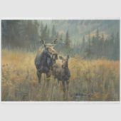 Moose en kalf olieverfschilderij Decoupage Tissuepapier (Voorkant)