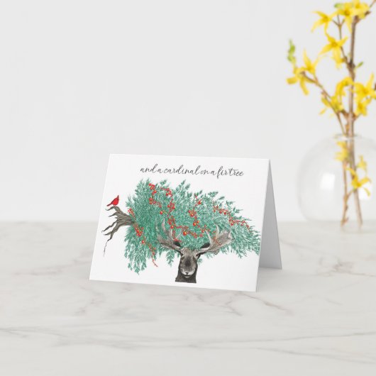 Moose en kardinaal kaart (Gele Bloem)