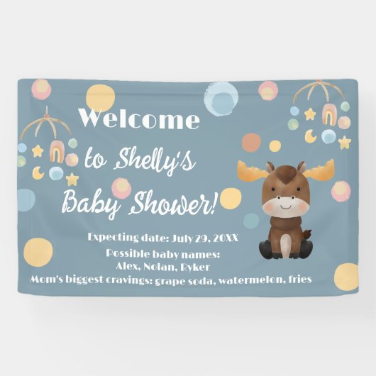 Moose en Mobiel baby shower banner (Horizontaal)