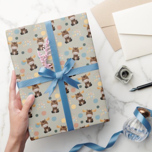 Moose en Mobiel baby shower inpakpapier (Geschenken)