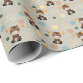 Moose en Mobiel baby shower inpakpapier (Rol Hoek)