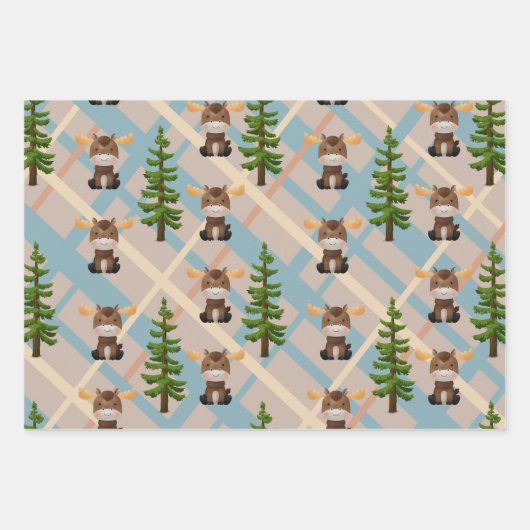 Moose en Mobiel baby shower inpakpapier vellen (Voorkant 3)