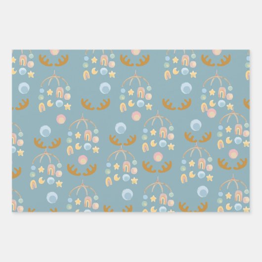 Moose en Mobiel baby shower inpakpapier vellen (Voorkant 2)