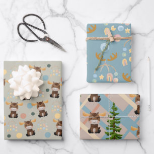 Moose en Mobiel baby shower inpakpapier vellen