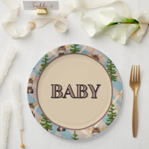 Moose en Mobiel baby shower papier borden Papieren Bordje