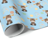 Moose en Mobiele baby jongen douche inpakpapier (Rol Hoek)