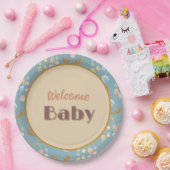 Moose en Mobile 9" rond baby shower papier borden Papieren Bordje (Feest)
