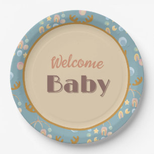 Moose en Mobile 9" rond baby shower papier borden Papieren Bordje