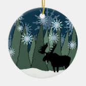 Moose en Snowflake Forest Keramisch Ornament (Voorkant)