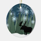 Moose en Snowflake Forest Keramisch Ornament (Links)