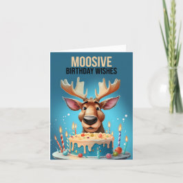 Moose en verjaardagstaart Schattige Moose Bedankkaart