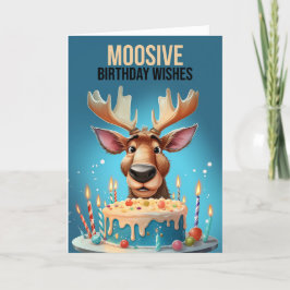 Moose en verjaardagstaart Schattige Moose Bedankkaart