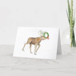 Moose en Wreath Card
