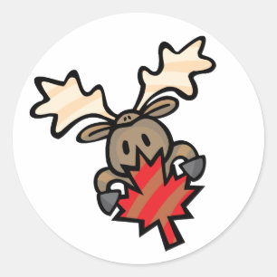 Moose & esdoornblad ronde sticker