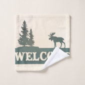 Moose Evergreen Trees Welkom Bad Handdoek (Wasdoekje)
