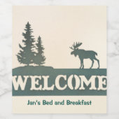 Moose Evergreen Trees Welkome Aangepast Wijn Etiket (Enkel label)