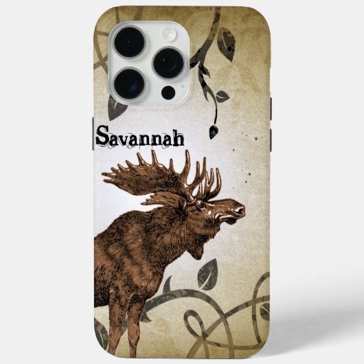  Moose Faded Damask Burnt Vines iPhone Case (Achterkant)