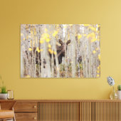 Moose Familie in de Aspens Canvas Art (Insitu (Woonkamer))