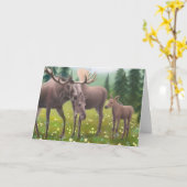 Moose Family Wenskaart Kaart (Gele Bloem)