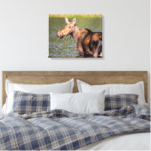 Moose Feeding in Glacier National Park, Montana Canvas Afdruk (Insitu (Slaapkamer))