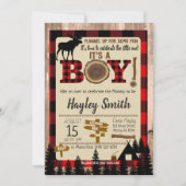 Moose Flannel up Lumberjack Play Baby shower Kaart (Voorkant)