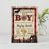 Moose Flannel up Lumberjack Play Baby shower Kaart (Staand voorkant)