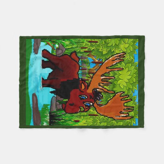 Moose Fleece Blanket Deken (Voorkant (Horizontaal))