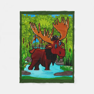 Moose Fleece Blanket Deken