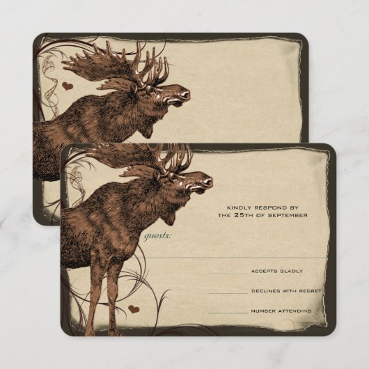 Moose Forest Lodge Ranch Wedding RSVP (Voorkant / Achterkant)
