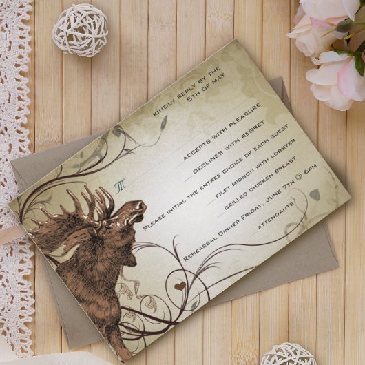 Moose Forest Lodge Ranch Wedding RSVP Kaartje