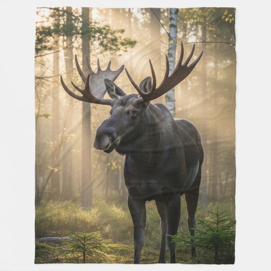Moose & Forest Natuur Deken – Gezellig Wildlife (Voorkant)