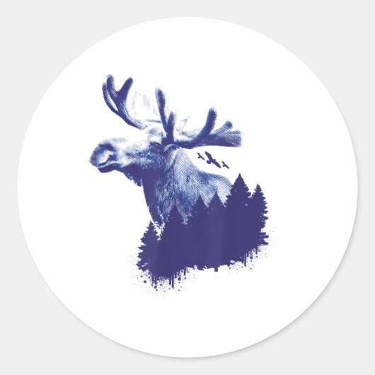 Moose Forest Trees Milieubescherming _1 Ronde Sticker (Voorkant)