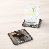 Moose Full Moon Rustic Barn Board Rustic Wood Bier Onderzetter (Rechterzijde)