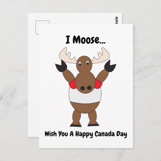 Moose Funny Canada Day Rood Wit Personaliseren Briefkaart (Voorkant / Achterkant)