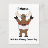 Moose Funny Canada Day Rood Wit Personaliseren Briefkaart (Voorkant)
