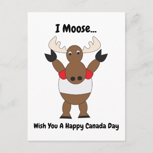 Moose Funny Canada Day Rood Wit Personaliseren Briefkaart (Voorkant)