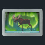 Moose Gesp<br><div class="desc">Een ooit zo licht gestileerd afbeelding van een mos gesilhoueterd tegen de Noordelijke Lichten.</div>