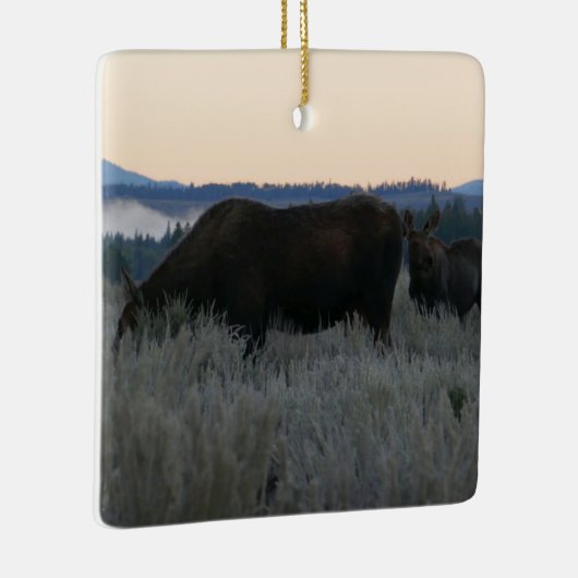 Moose Grazing op zonsopgang bij Grand Teton Keramisch Ornament (Rechts)