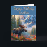 Moose Happy Birthday Brother Kaart<br><div class="desc">"AI-gegenereerd kunstwerk met ontwerprichting door Susang6"</div>