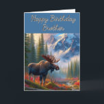 Moose Happy Birthday Brother Kaart<br><div class="desc">"AI-gegenereerd kunstwerk met ontwerprichting door Susang6"</div>