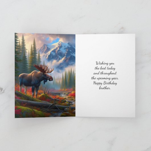 Moose Happy Birthday Brother Kaart (Binnen)