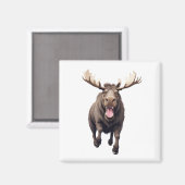 Moose Happy speelse plezier springen in het bos va Magneet (Voorkant / Achterkant)