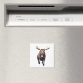 Moose Happy speelse plezier springen in het bos va Magneet (Insitu (Vaatwasser))