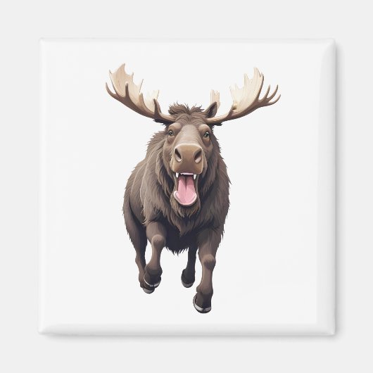 Moose Happy speelse plezier springen in het bos va Magneet (Voorkant)