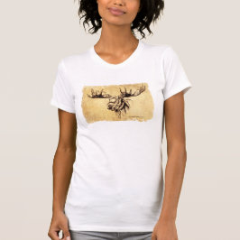 Moose Head Drawing Sepia T-shirt