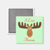 Moose Head_I Love Moosey 2_on green Magneet (Voorkant / Achterkant)