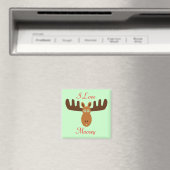 Moose Head_I Love Moosey 2_on green Magneet (Insitu (Vaatwasser))