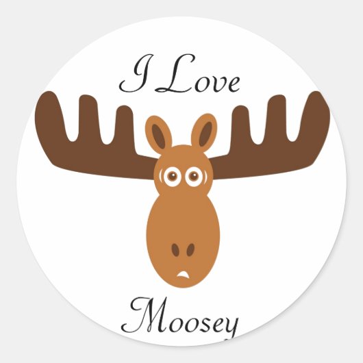 Moose Head_I Love Moosey Ronde Sticker (Voorkant)
