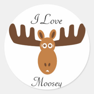 Moose Head_I Love Moosey Ronde Sticker