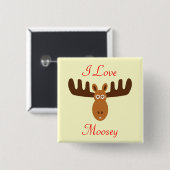 Moose Head_I Love Moosey Vierkante Button 5,1 Cm (Voorkant /achterkant)
